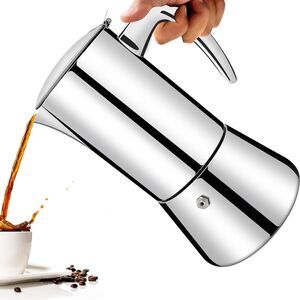 Uncoated 2 Cup Moka Pot 304 Thickened Stainless Steel Coffee Maker Stovetop E..